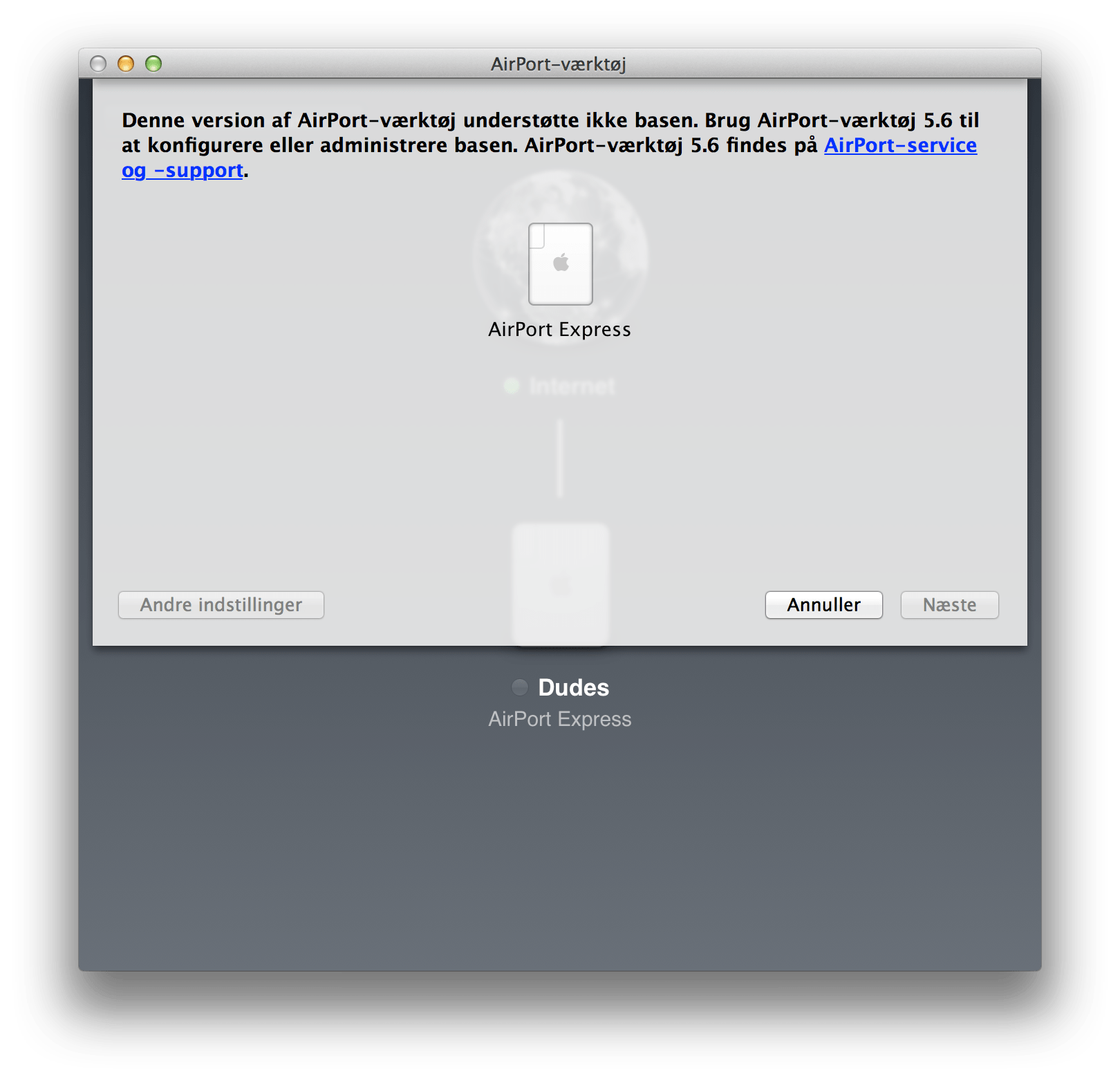 Her finder du Airport Utility 5.6. Download. Jeg har nemlig en ældre Airport Express base station, som jeg bruger til at gøre min printer trådløs.